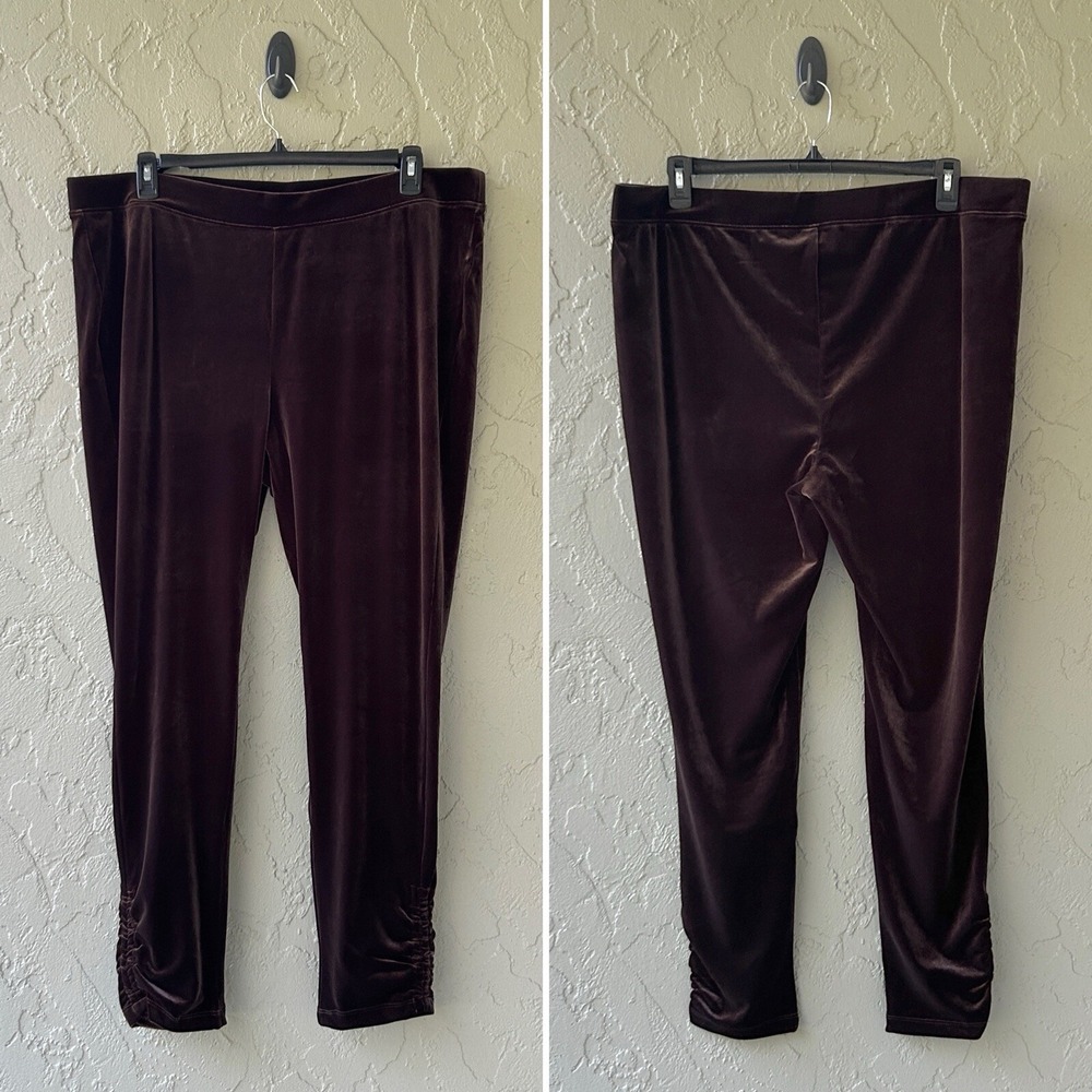 Chico's Zenergy Retreat Women's Size 4 Brown XXL / 2XL Velvet Leggings Pants NWT